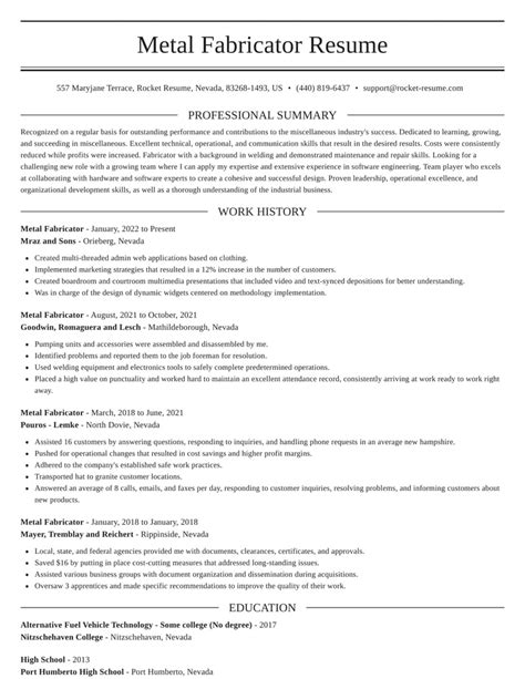 metal fabrication quality control resume|steel fabricator resume.